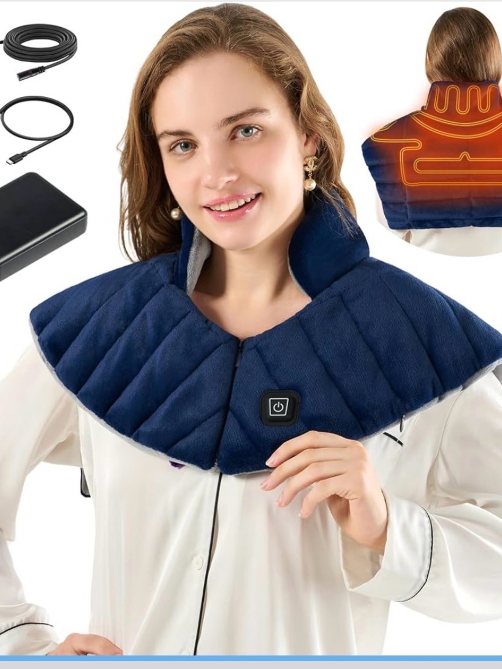 Portable Cordless Heating Pad for Neck, Shoulders & Back - Rechargeable Battery